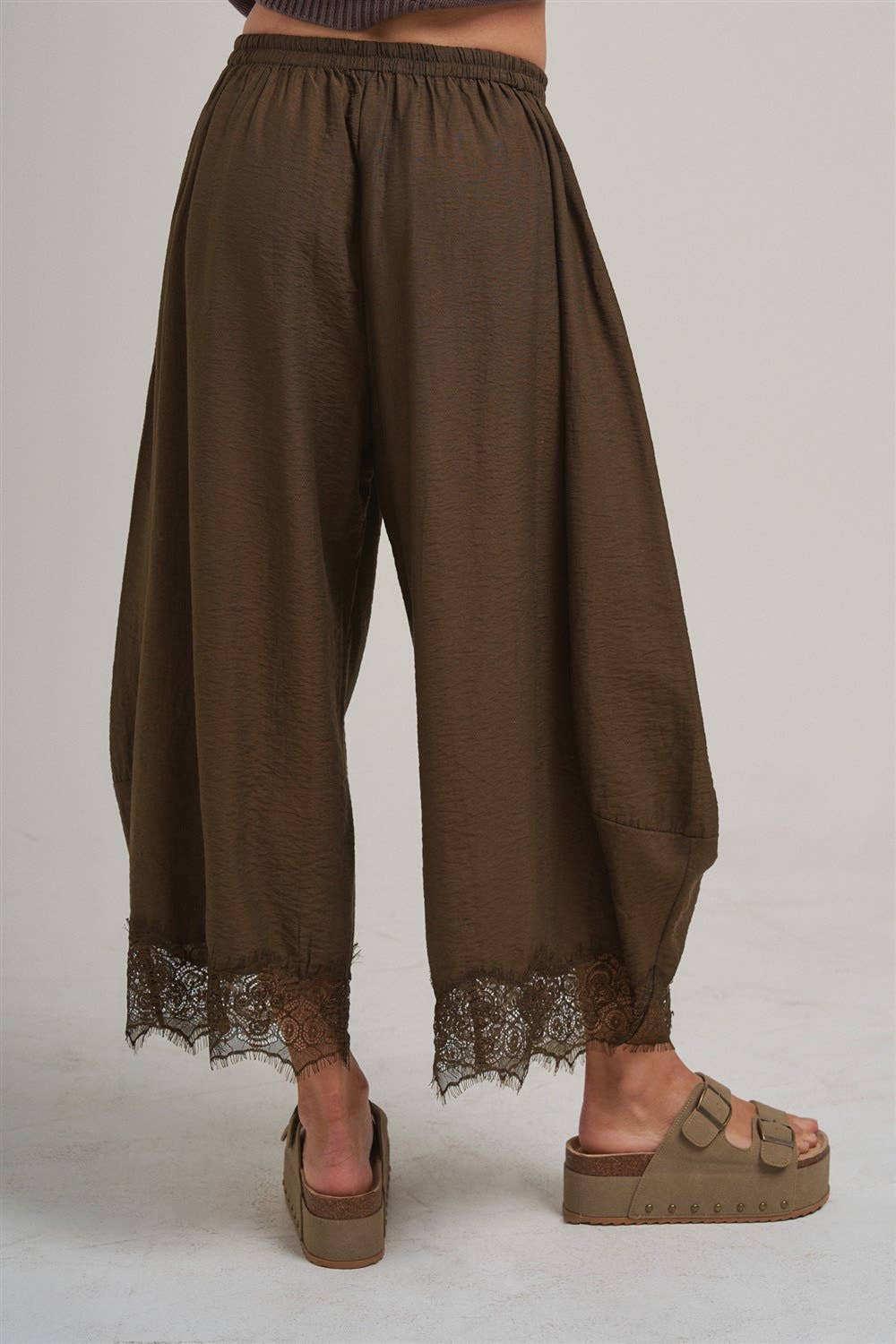 Balloon Pant with Lace: Vintage Mocha