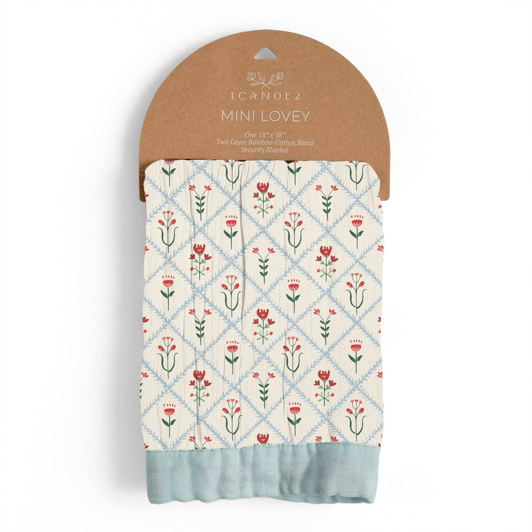 Scandinavian Folk Floral Diamond Baby Lovey Muslin Blanket