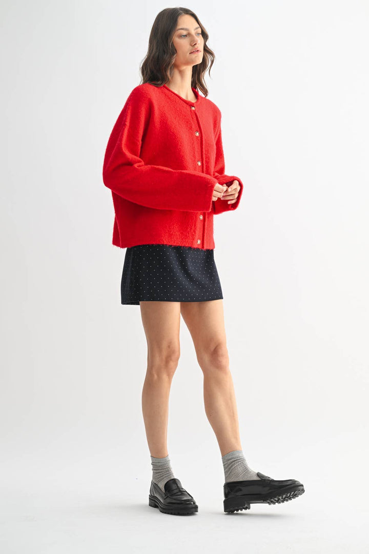 Crimson Hour Knit Cardigan