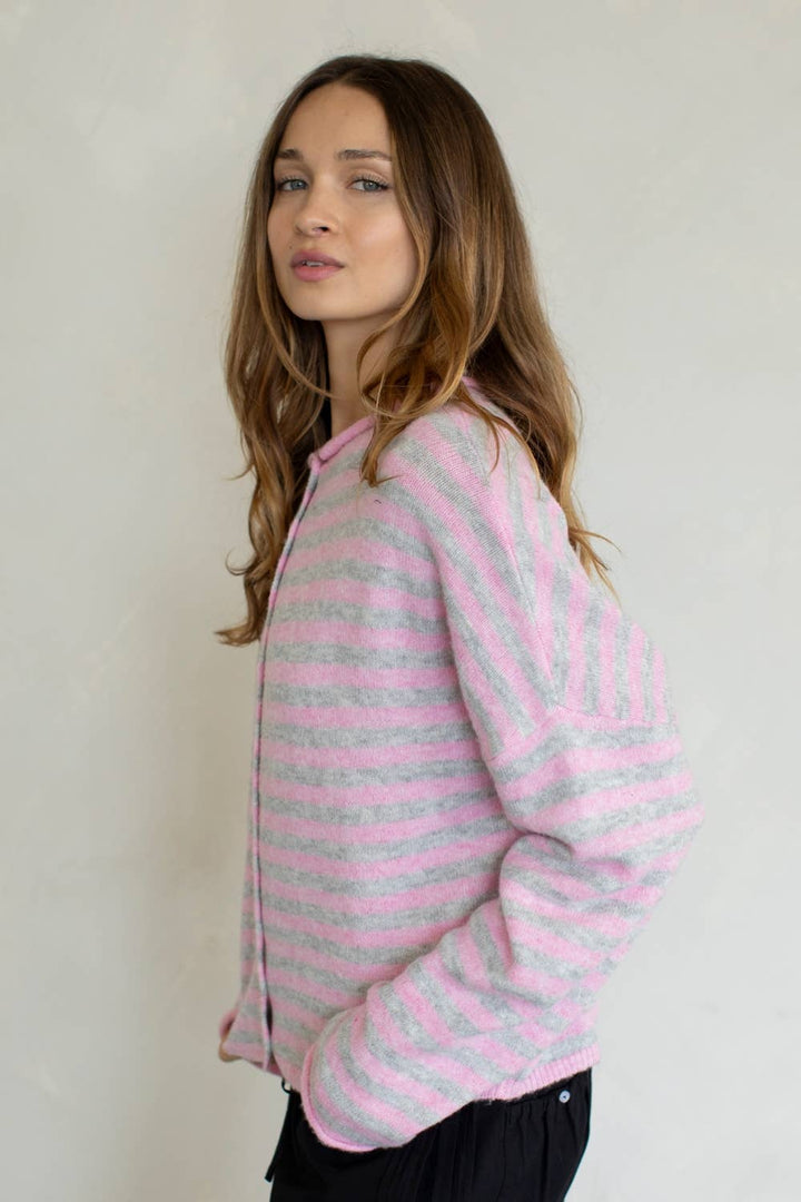 Piper Cardigan - Pink Stripe