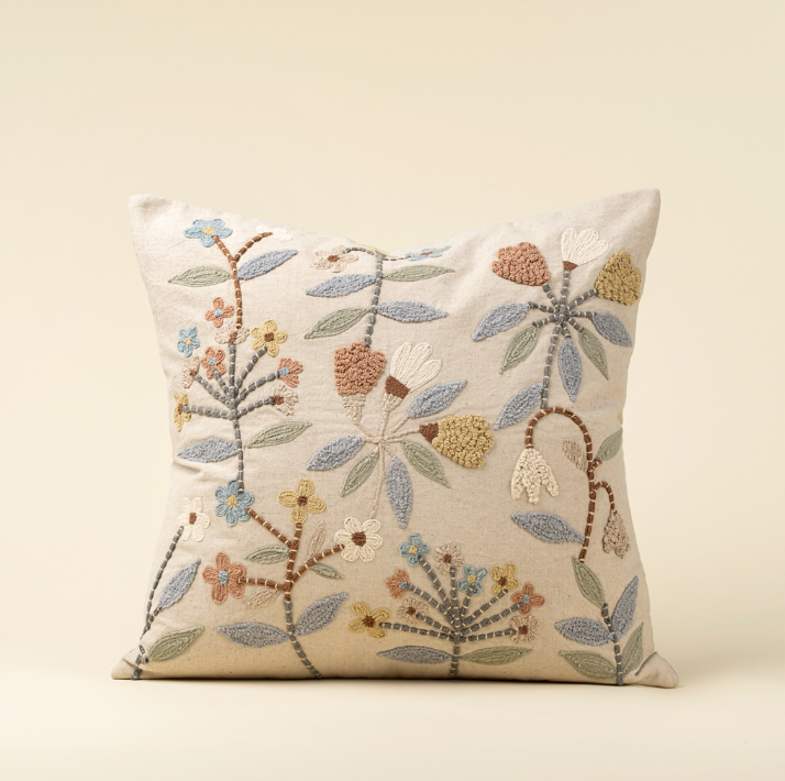 Lunaflora Embroidered Pillow