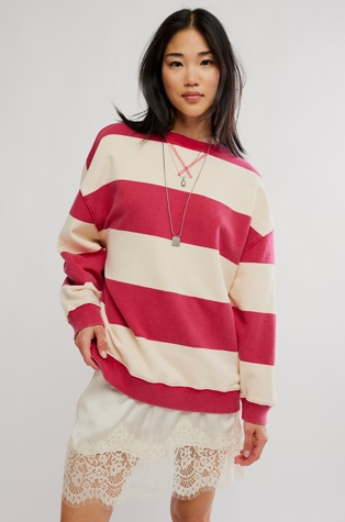 Classic Stripe Crew- Cherry Combo