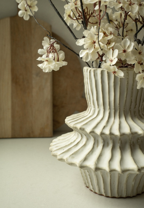 Stria Stoneware Layered Vase