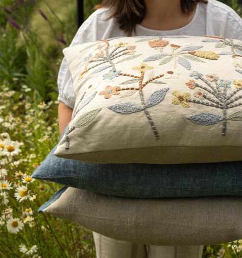 Lunaflora Embroidered Pillow