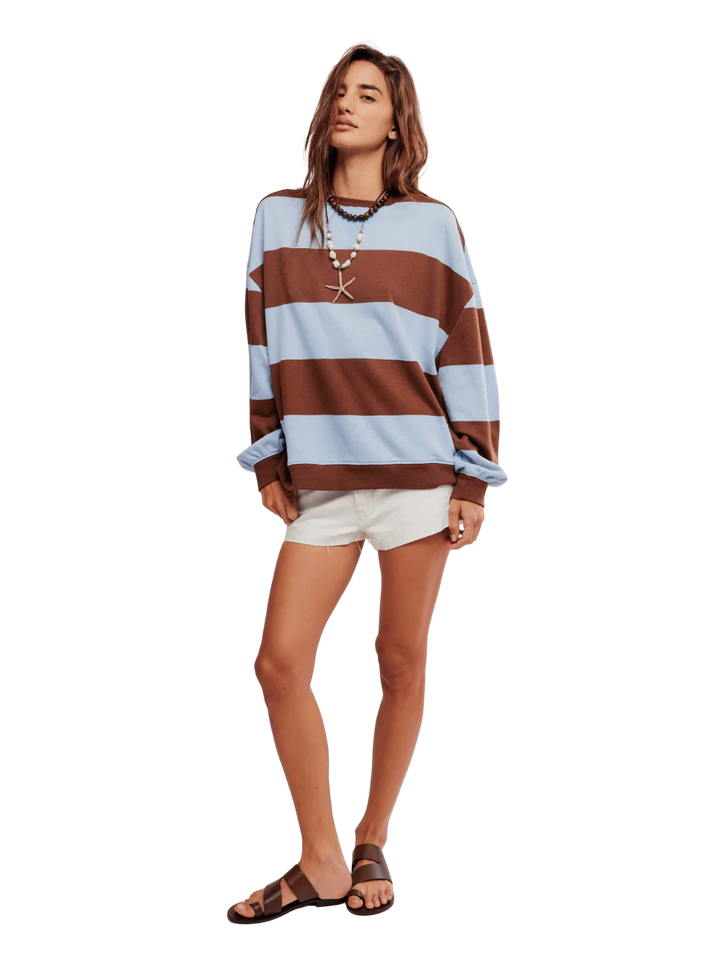 Classic Stripe Crew- Periwinkle Combo
