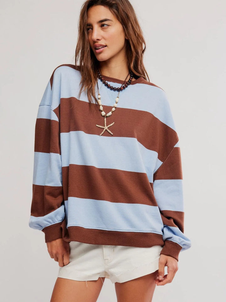 Classic Stripe Crew- Periwinkle Combo
