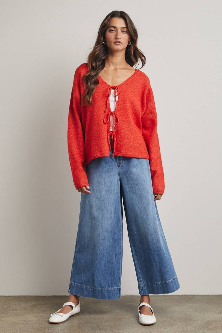Cherry Tie Front Sweater
