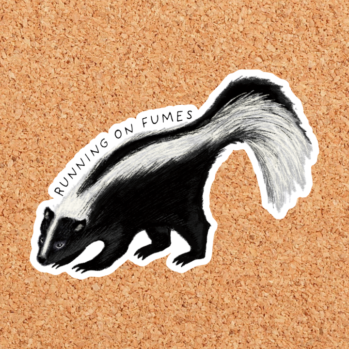 Running on Fumes Skunk Vinyl Sticker: Without Backer Card