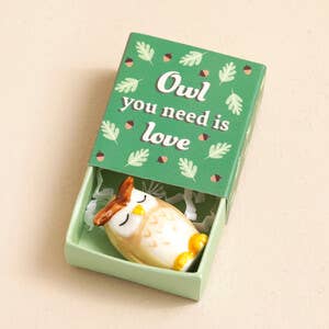Tiny Matchbox Ceramic Tokens: Owl