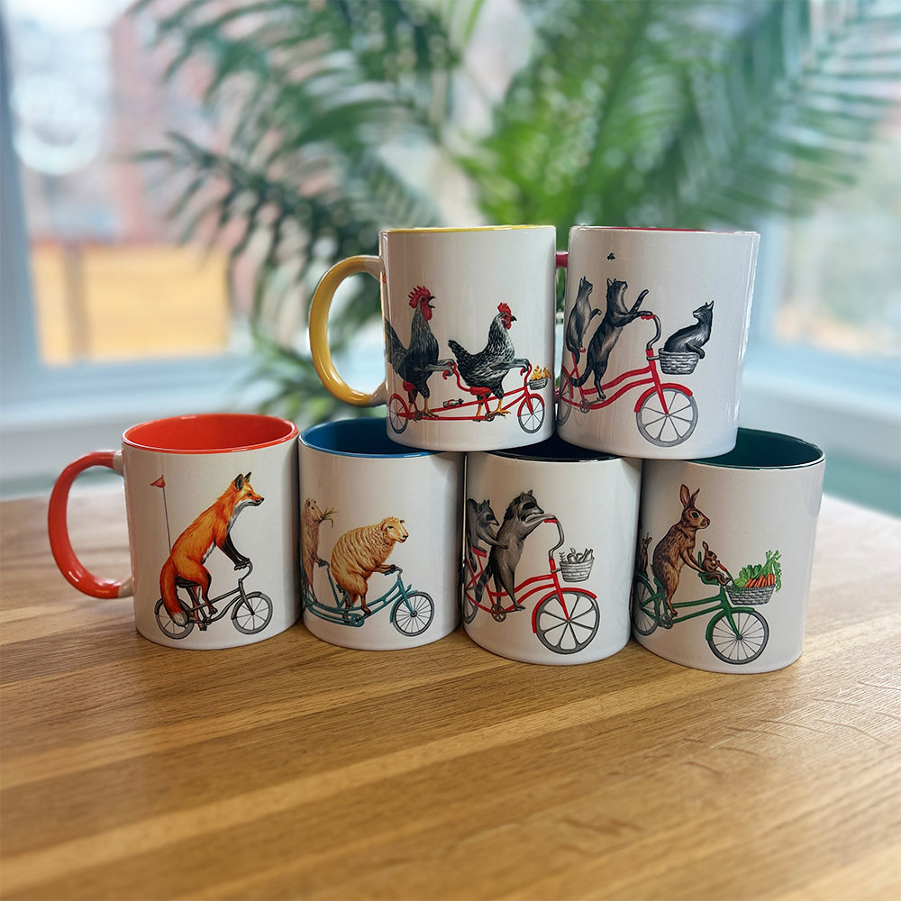 Sheep riding a Bike Mug: 11oz - 325ml
