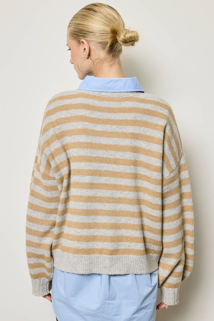 Slouchy Stripe Knit Sweater: Dijon