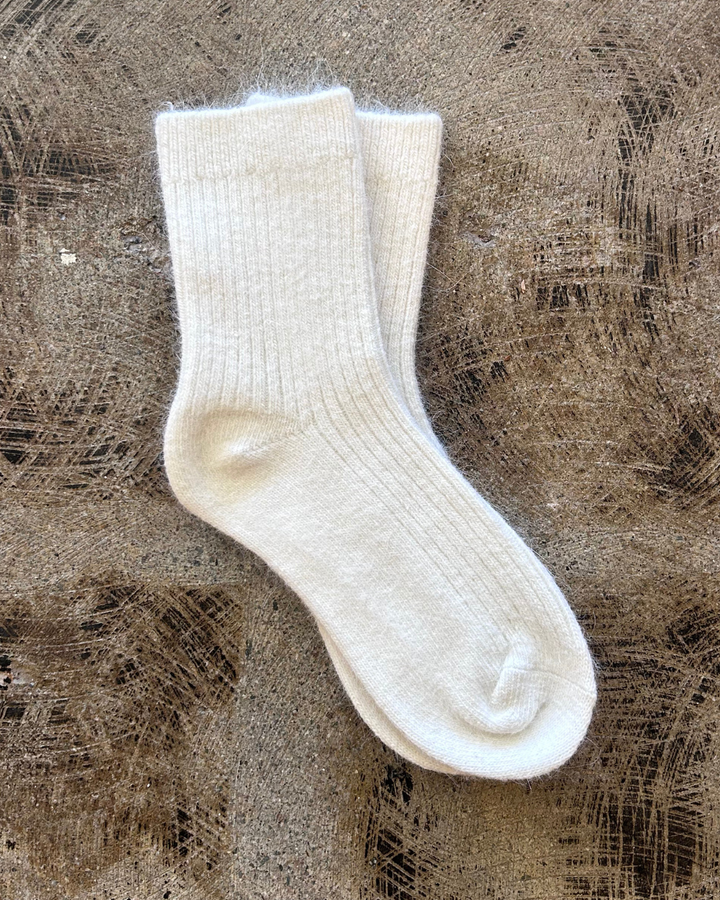 Women's Wool & Angora Crew Socks – Natural Cream