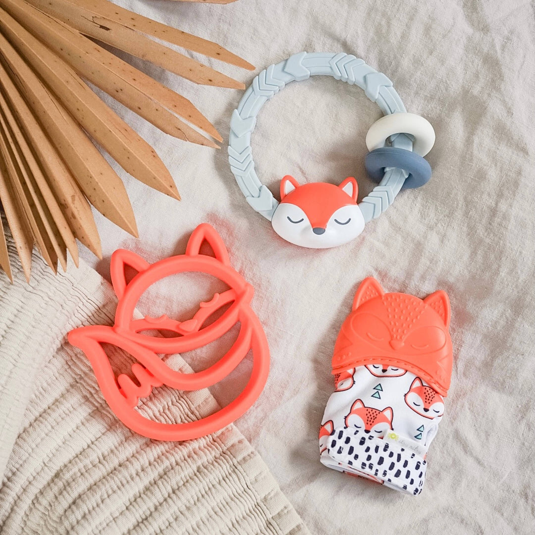 Itzy Mitt™ Silicone Teething Mitts: Fox