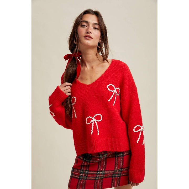 Bow Drop Shoulder Sweater