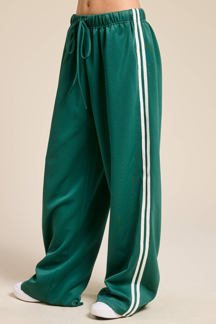 Wide Leg Track Pants-Pine