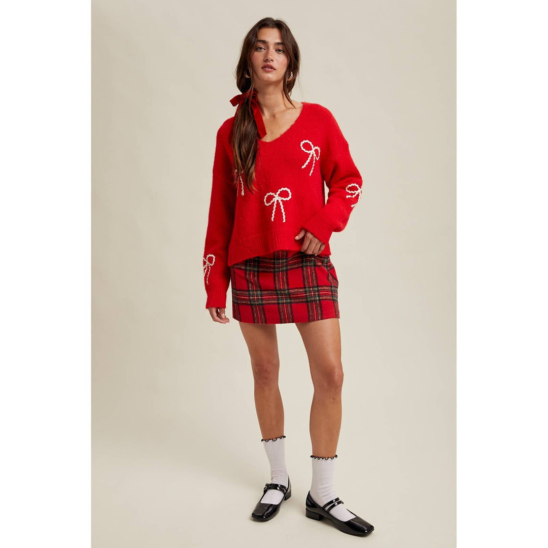 Bow Drop Shoulder Sweater