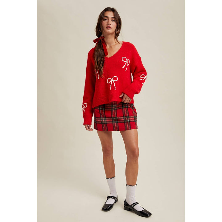 Bow Drop Shoulder Sweater