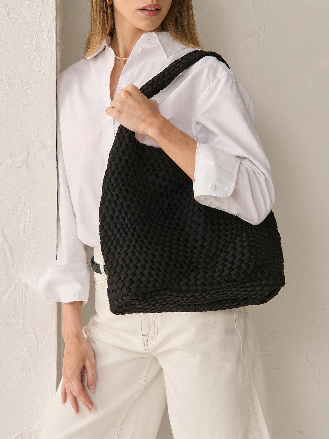Woven Tote Bag - Black