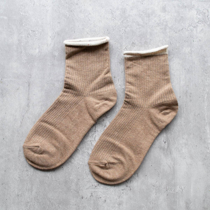 Mocha Rolled Seam Socks