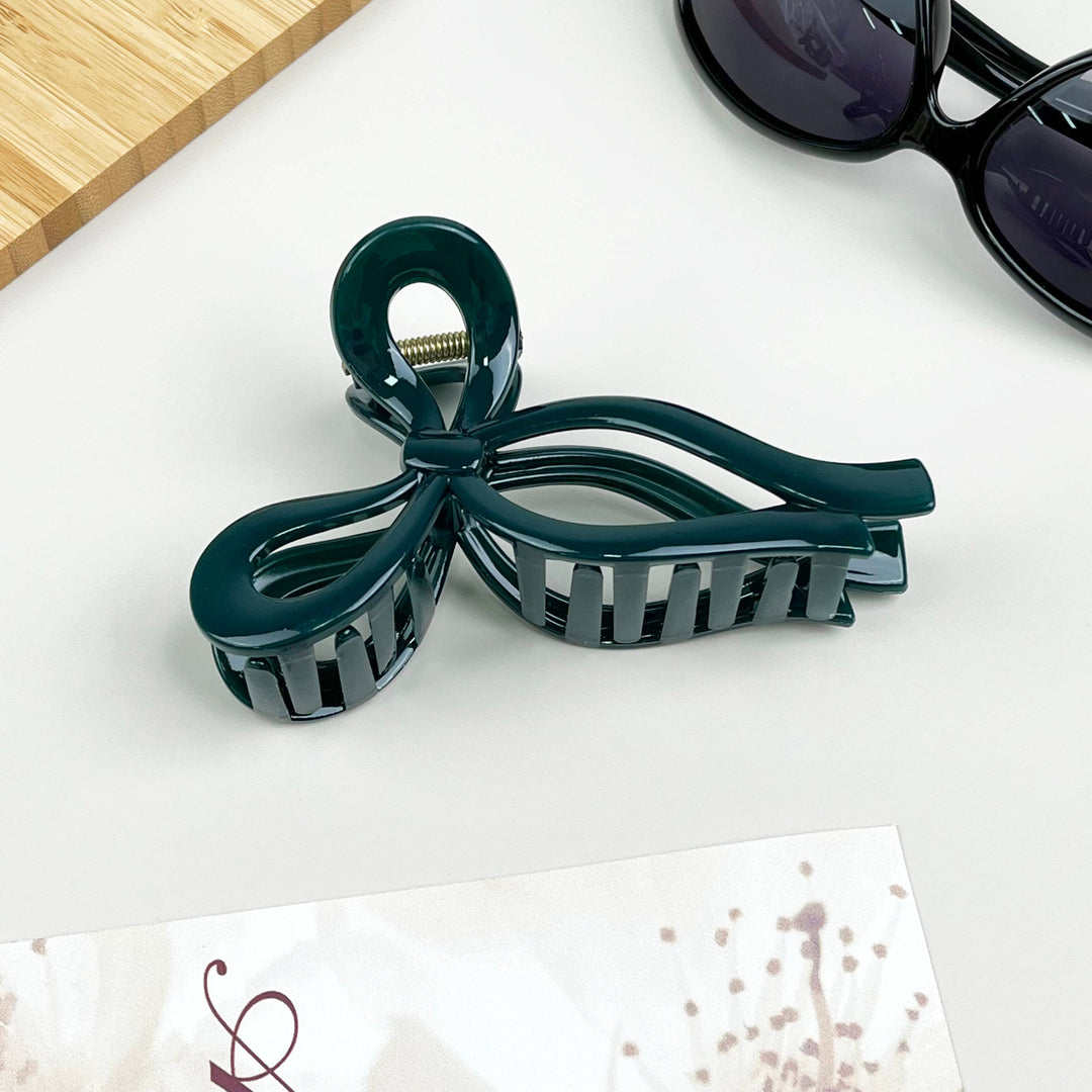 Jelly Color Bow Large Claw Clip: Green