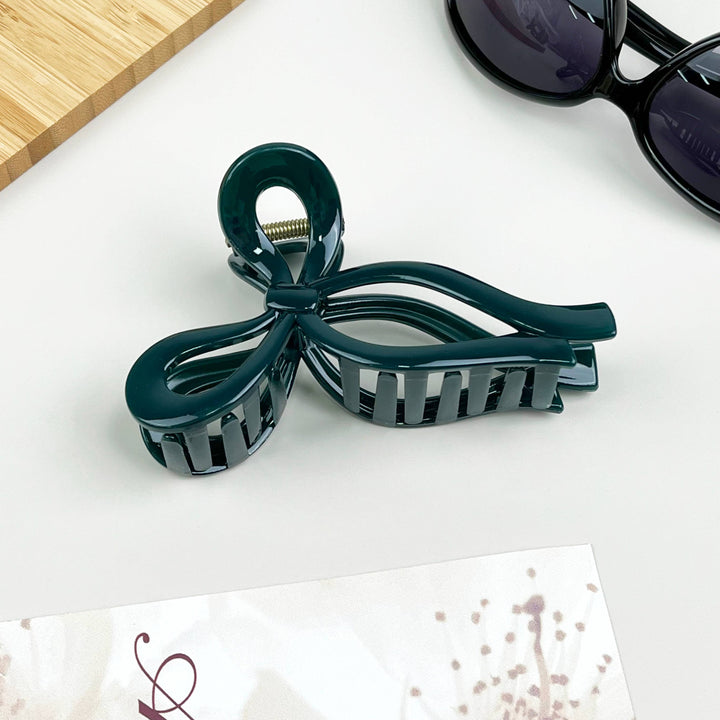 Jelly Color Bow Large Claw Clip: Green