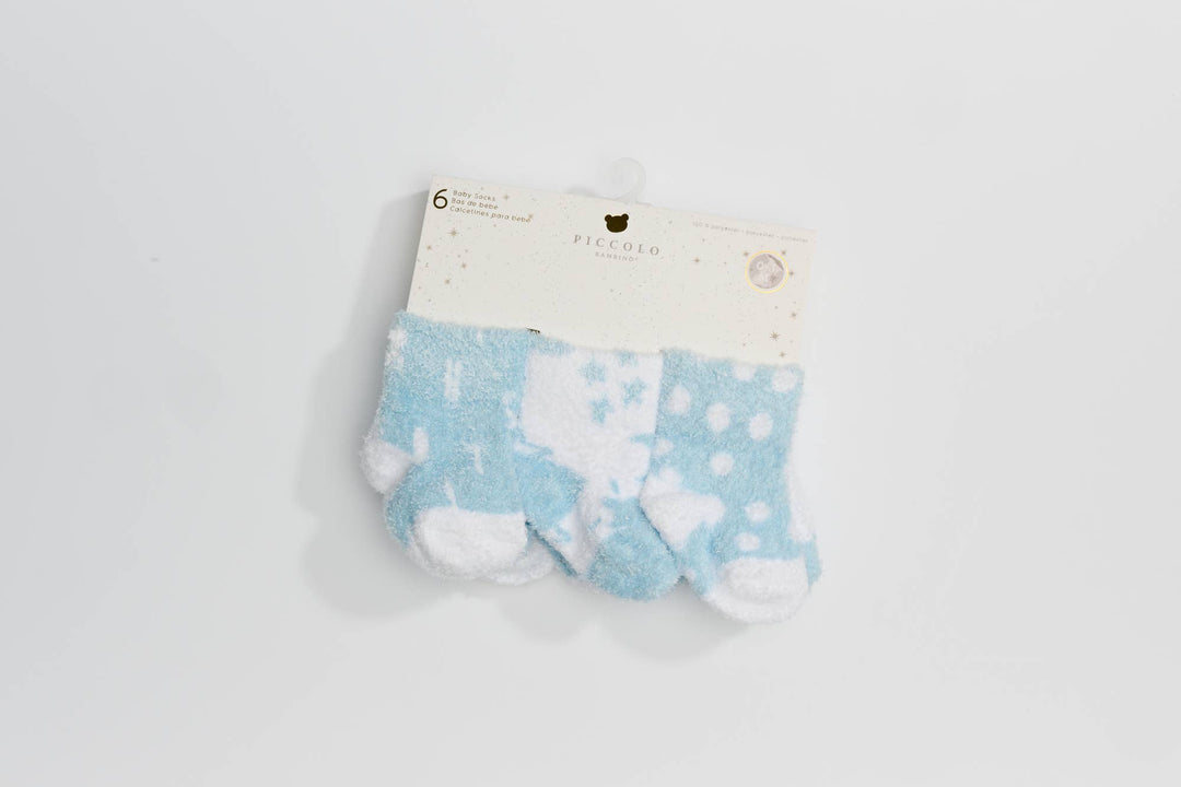 6PC Pack Chenille Socks: Blue