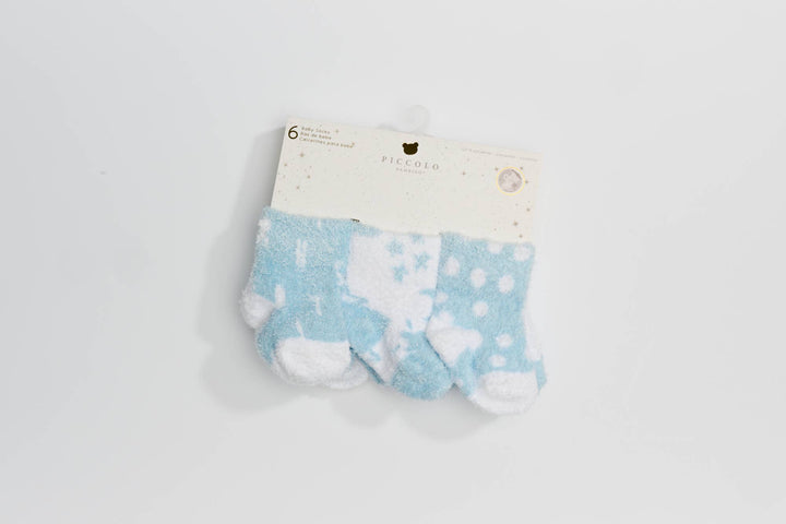 6PC Pack Chenille Socks: Blue