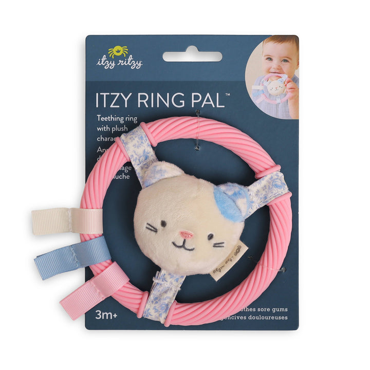Itzy Ring Pal™ - Teething Ring with Plush Character: Pink Kitty
