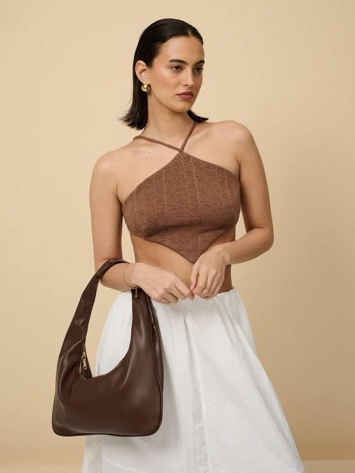 Shoulder Hobo Bag - Brown