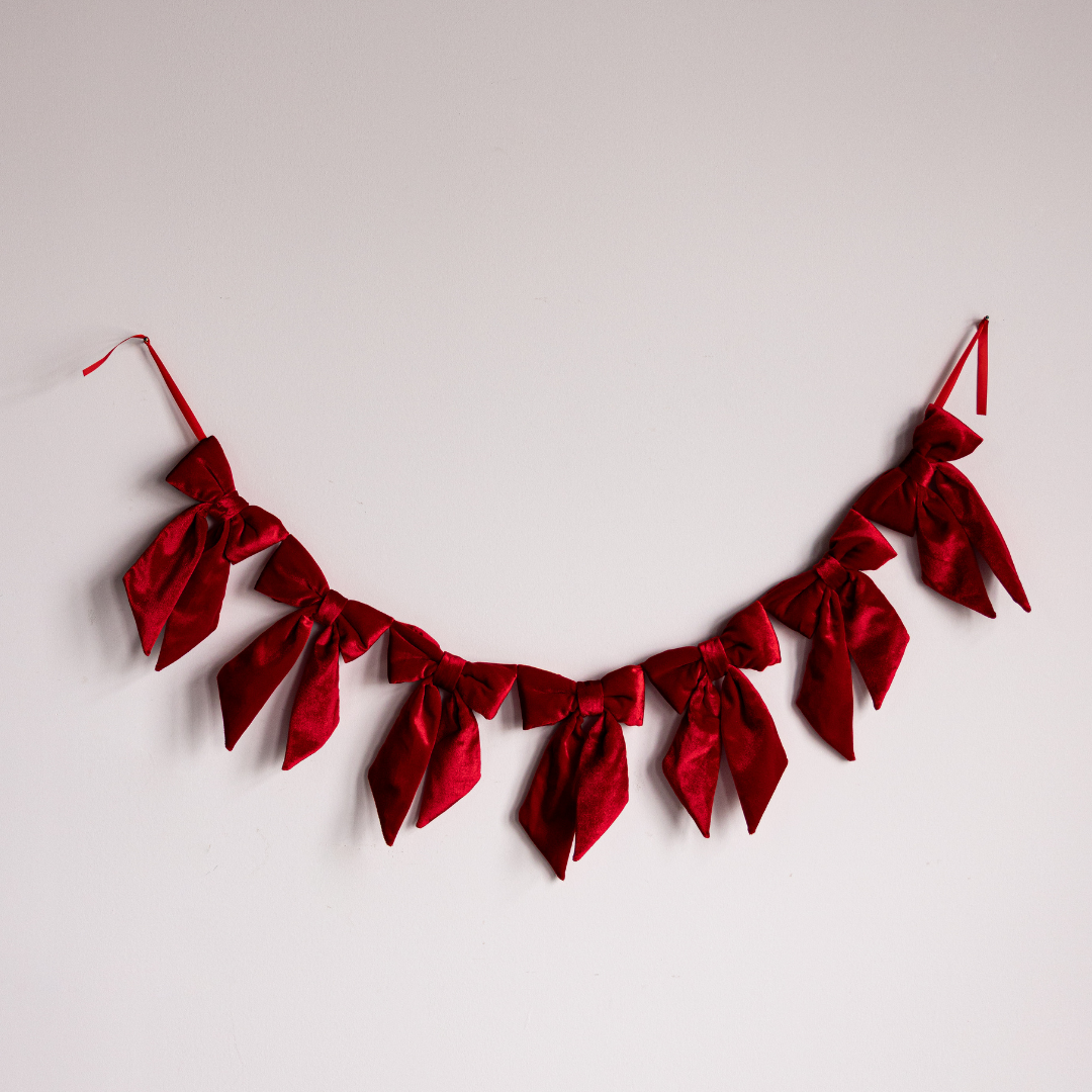 Ralph Red Velvet Fabric Bow Garland