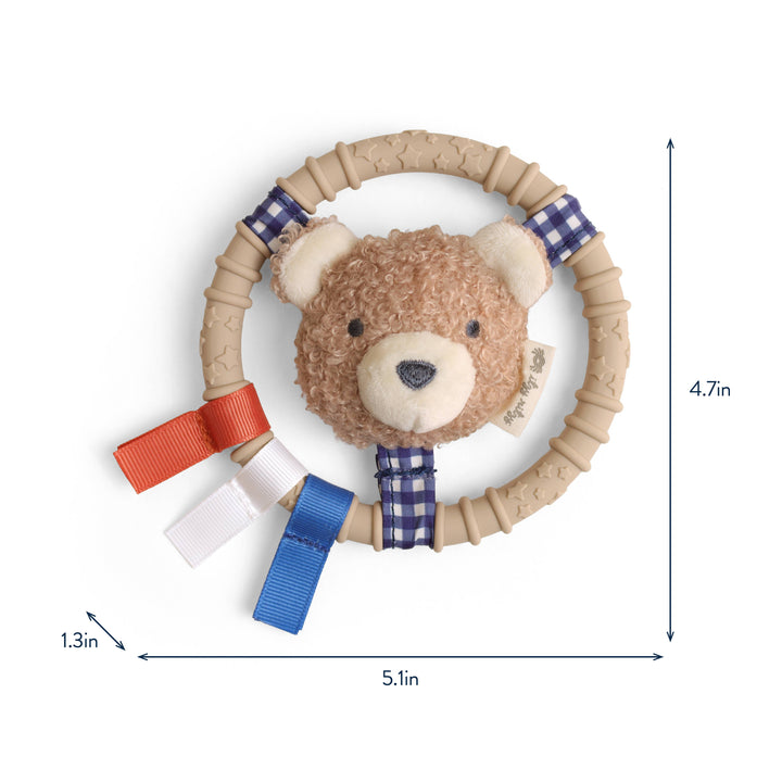 Itzy Ring Pal™ - Teething Ring with Plush Character: Taupe Bear