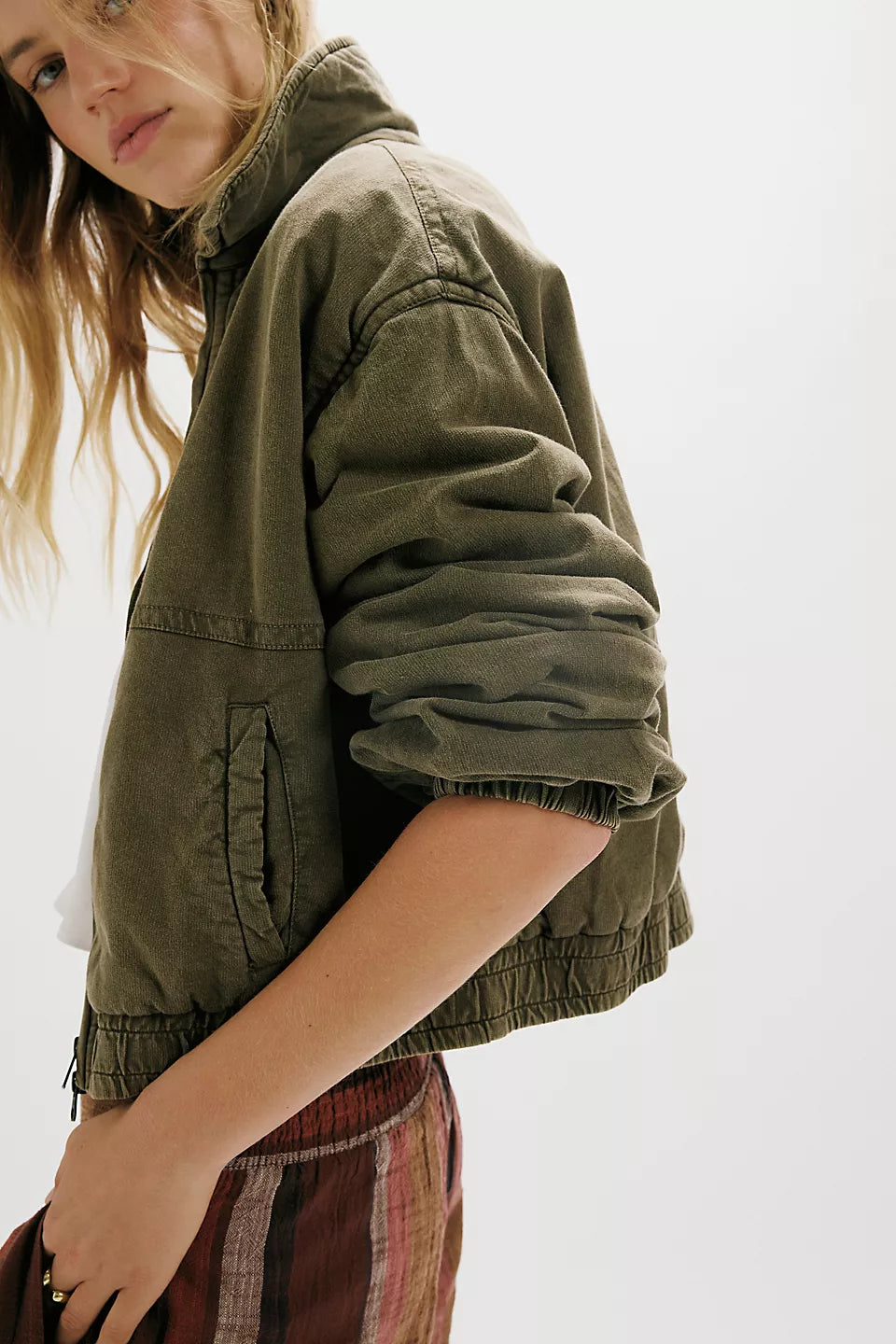 FP One Birdie Washed Jacket- Olive Green