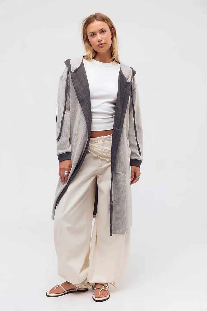 Tomorrow's Sweatshirt Cardigan- Dark Heather Grey