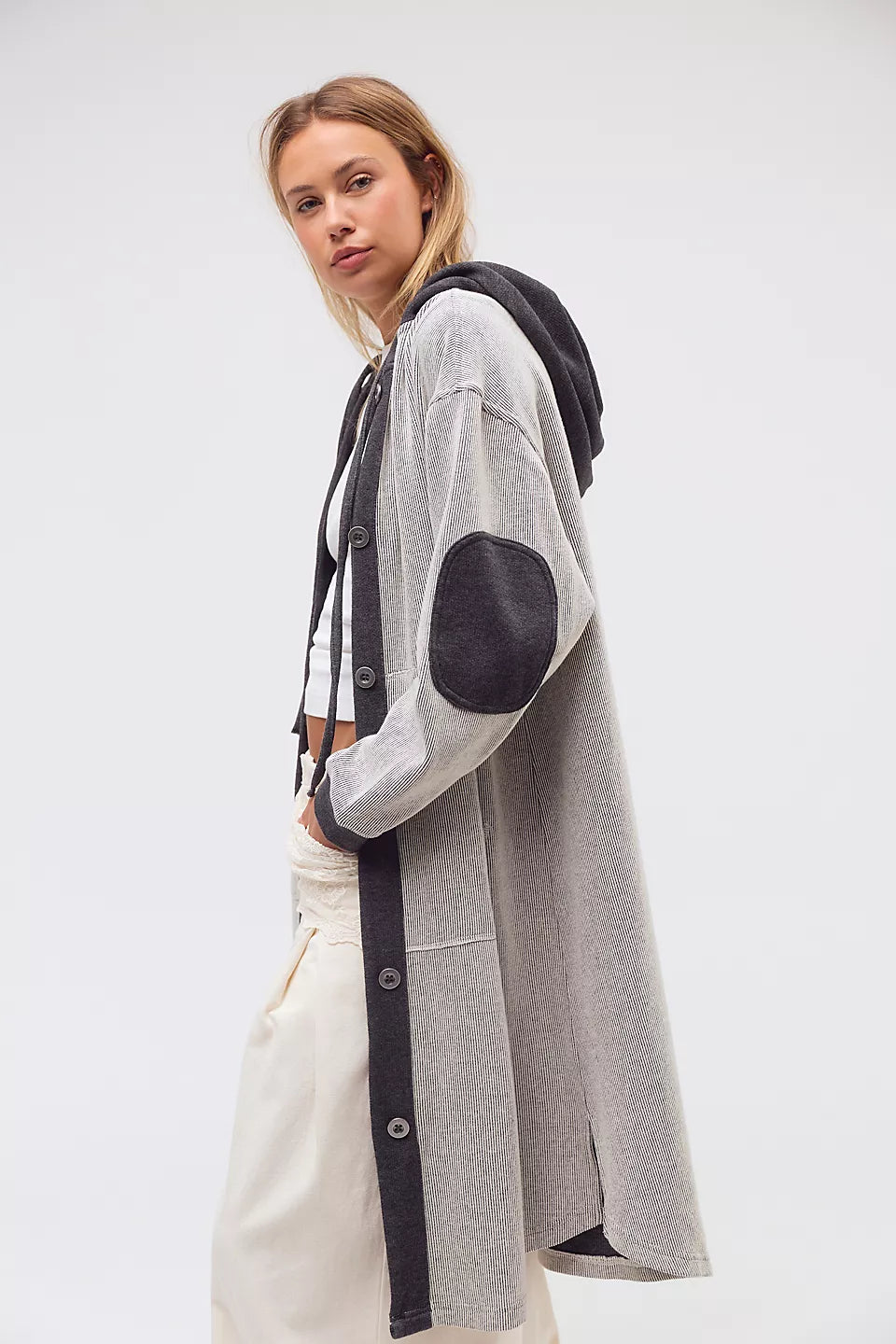 Tomorrow's Sweatshirt Cardigan- Dark Heather Grey