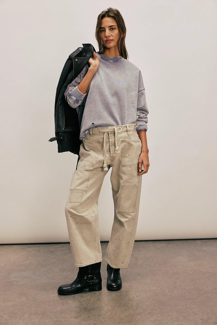 Moxie Low Slung Pull on Barrel Jeans - Jetty