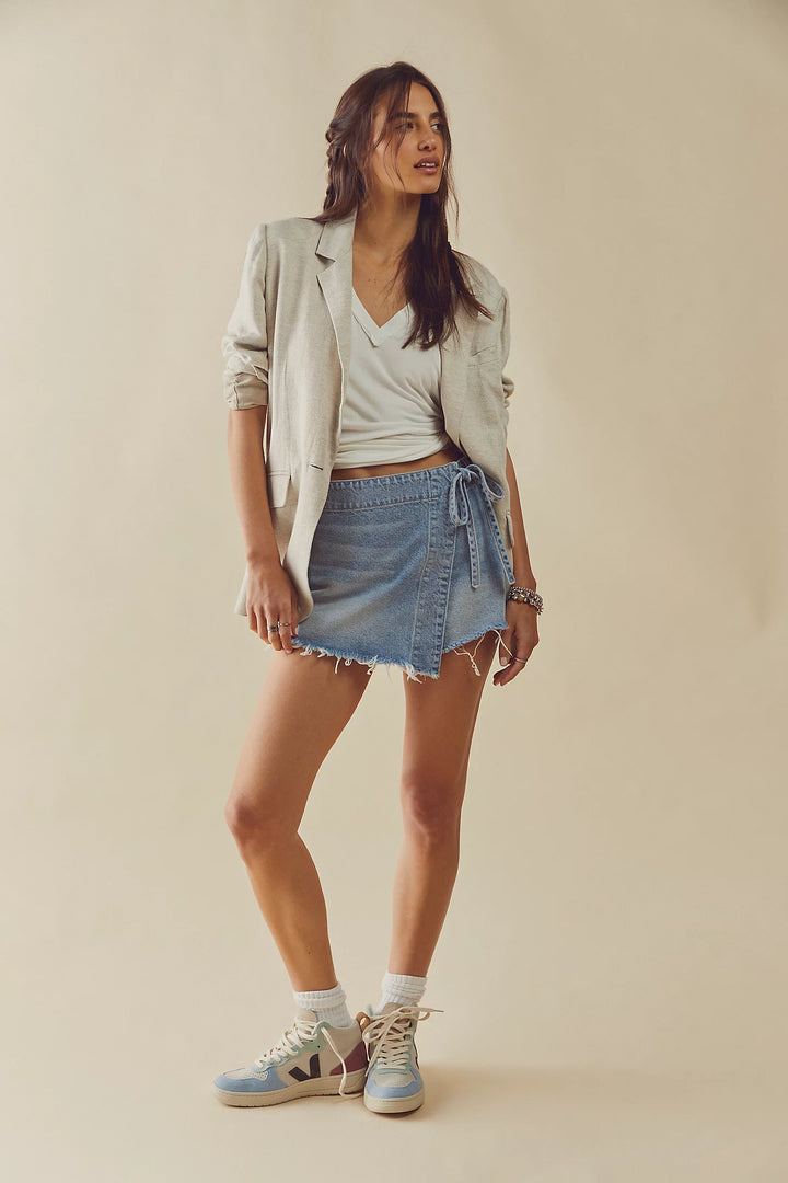 We The Free Emmy Denim Skort - Light Blue Wash