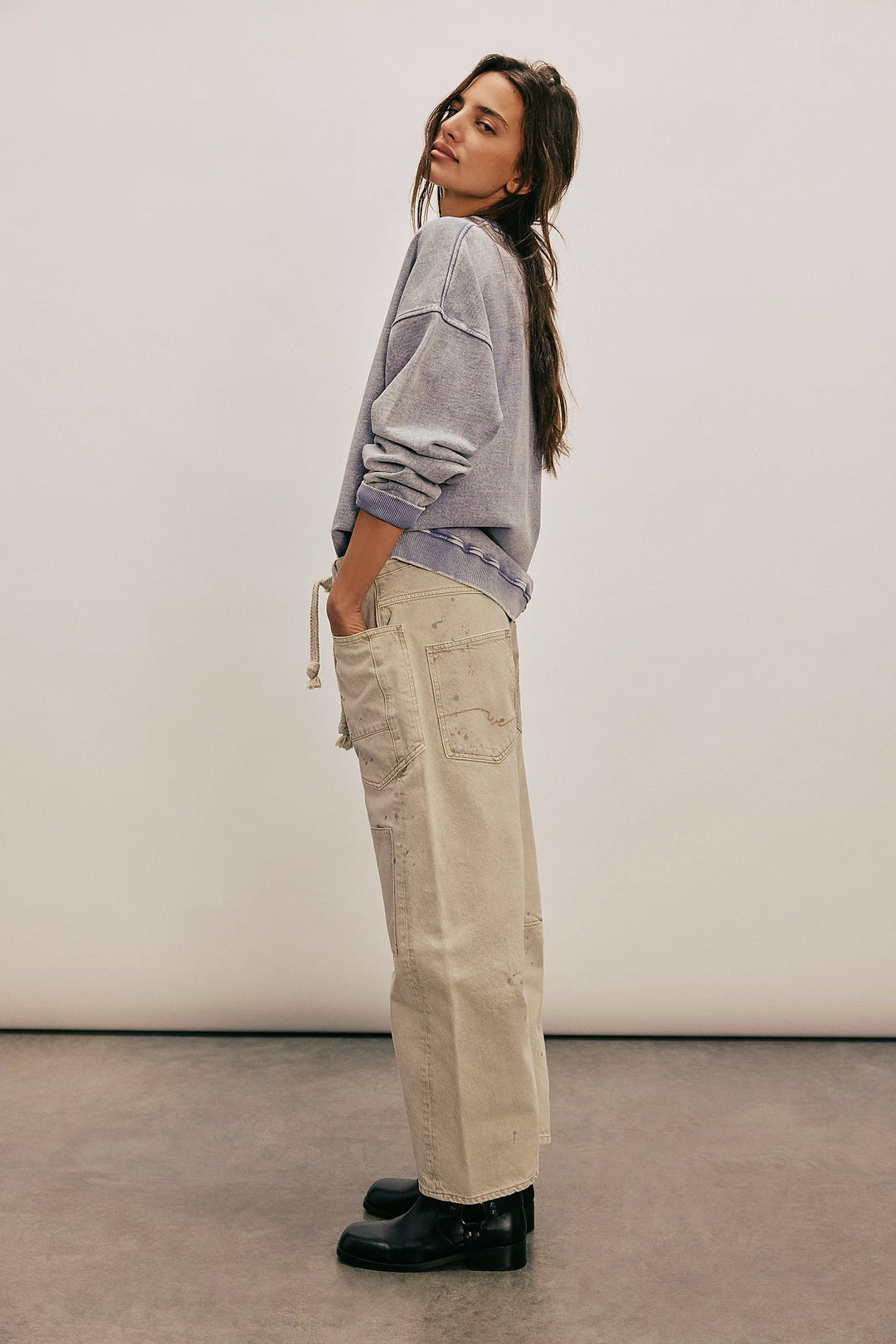 Moxie Low Slung Pull on Barrel Jeans - Jetty