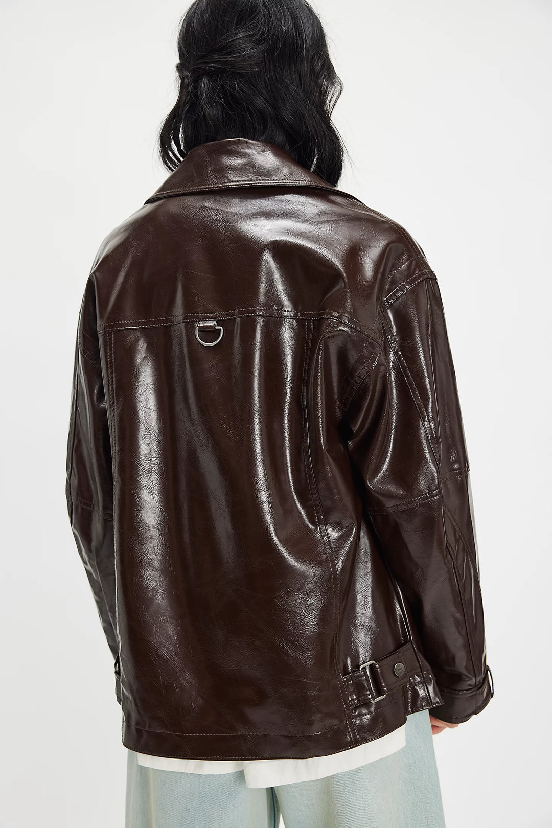 Sloane Vegan Leather Jacket - Chocolate