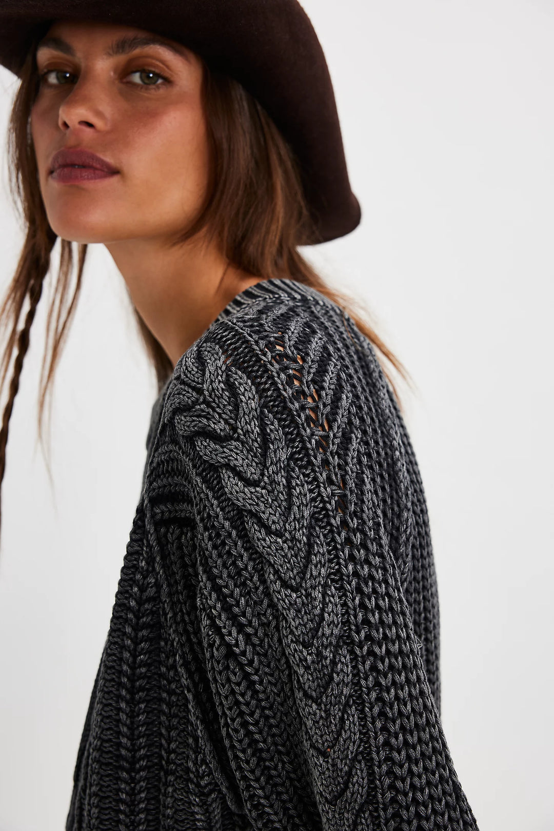 Frankie Cable Knit Sweater - Black