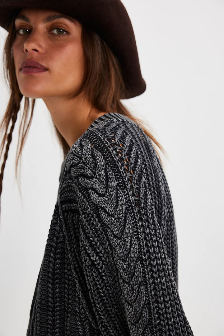 Frankie Cable Knit Sweater - Black