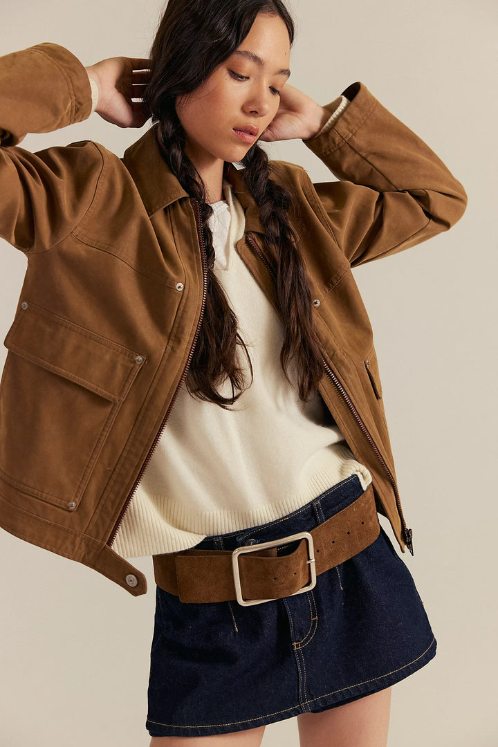 Blair Suede Jacket- Caramel