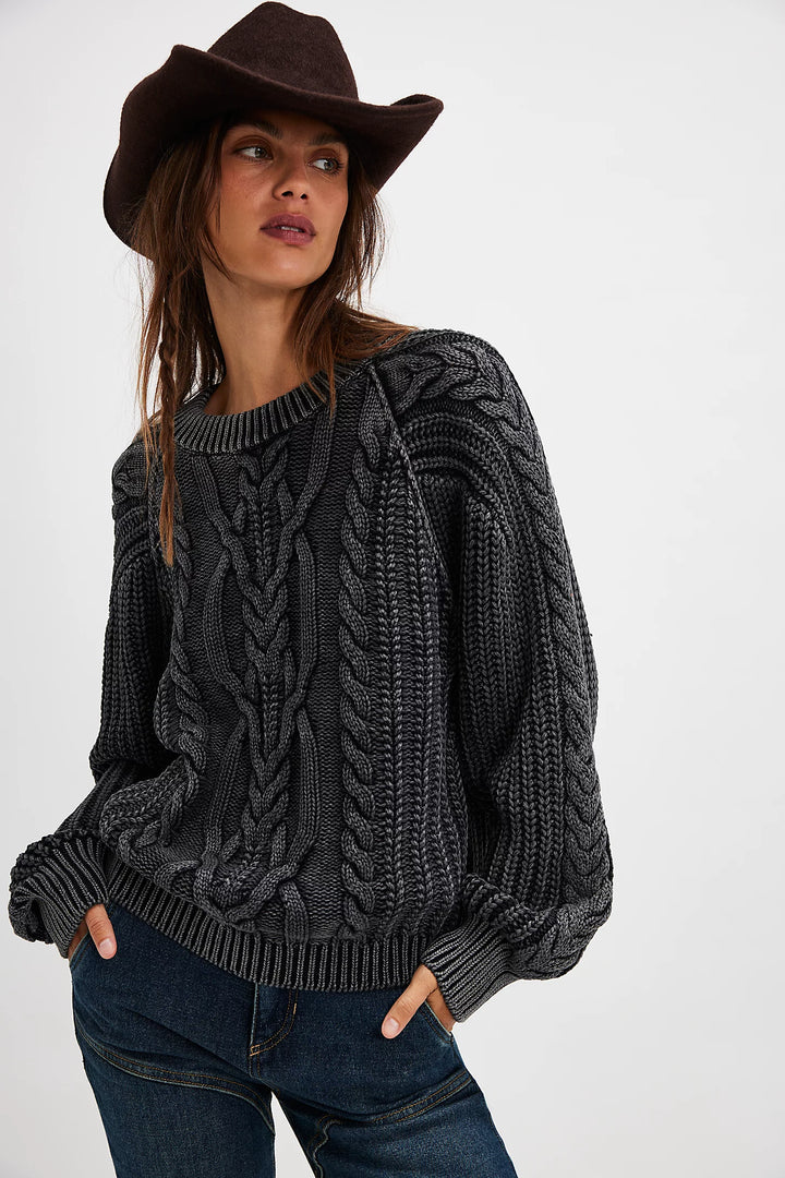 Frankie Cable Knit Sweater - Black