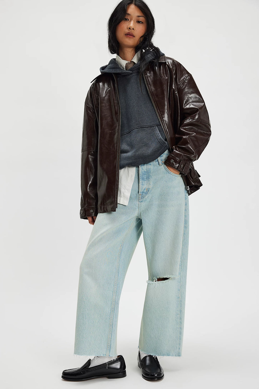 Sloane Vegan Leather Jacket - Chocolate