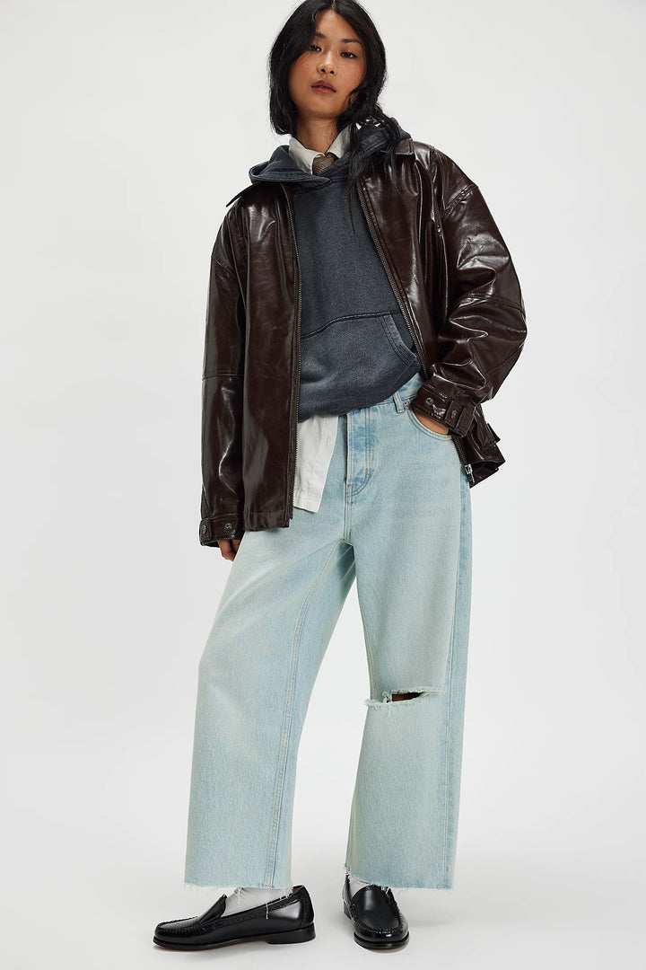 Sloane Vegan Leather Jacket - Chocolate