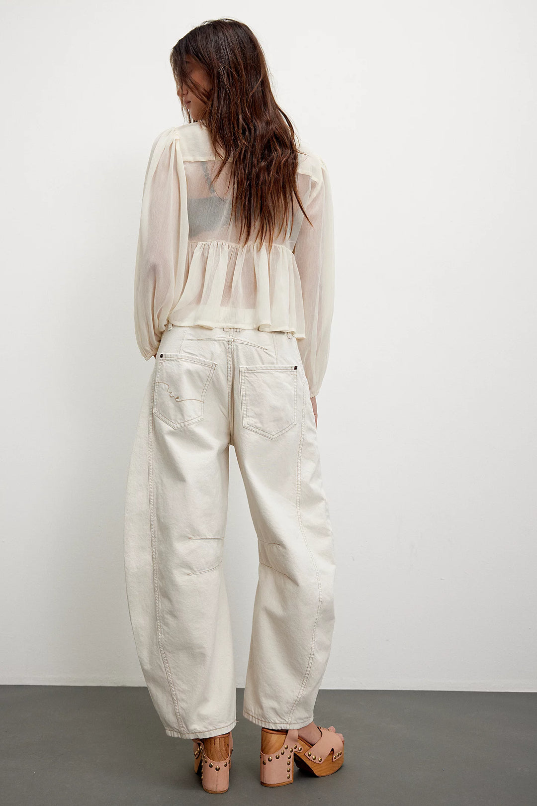 We The Free Good Luck Mid-Rise Barrel Jeans - Milk