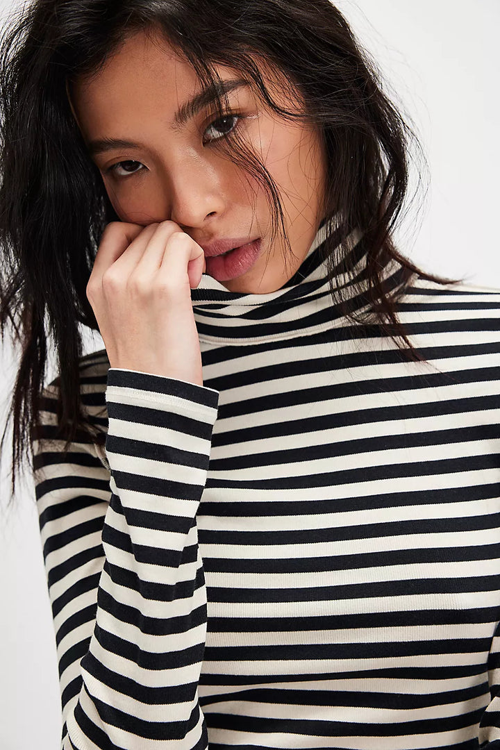 We The Free Good Good Stripe Turtleneck - Black