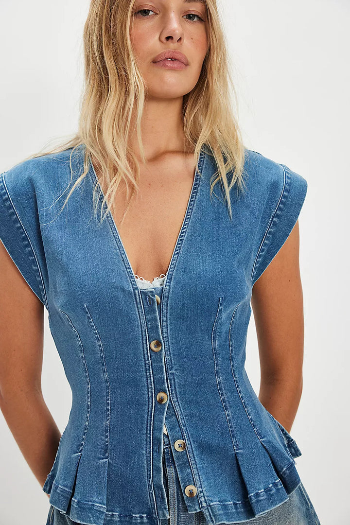 Dylan Denim Vest- Medium Blue