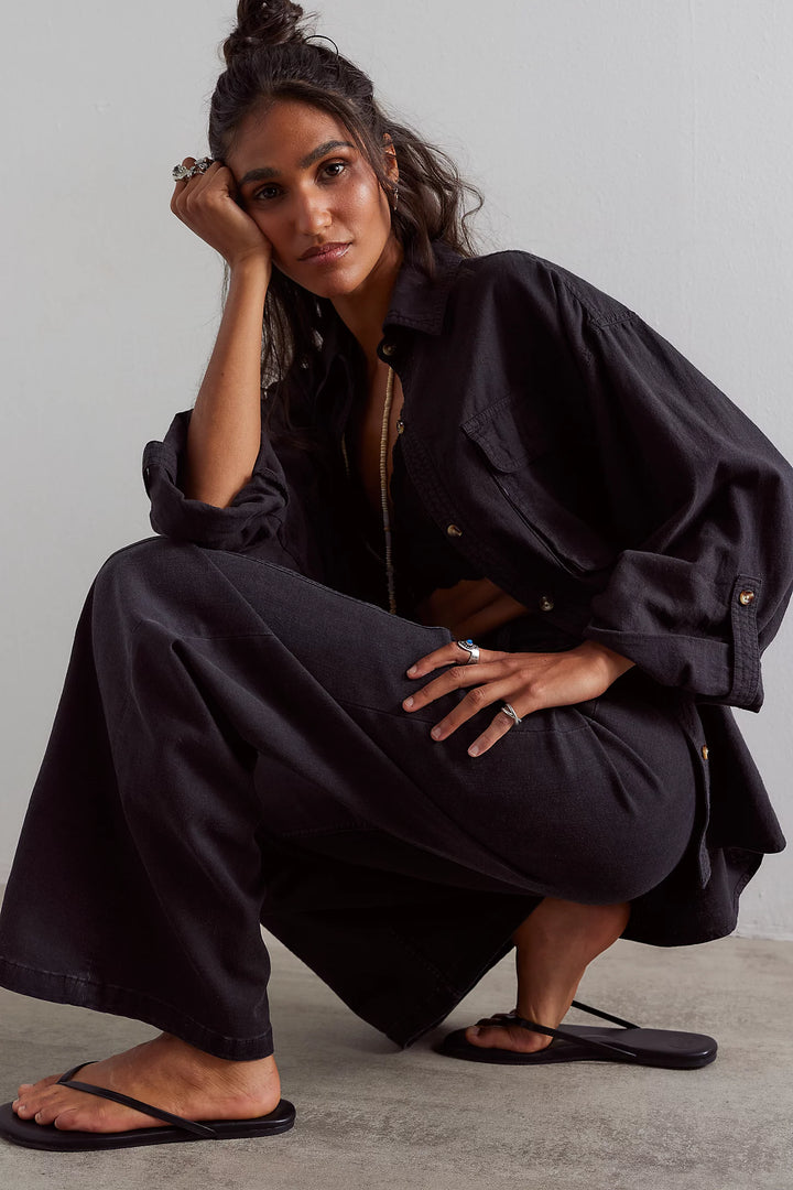 Libre Wide Leg Denim - Cafe Noir