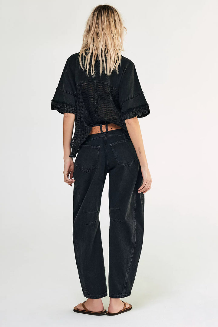 Good Luck Mid Rise Barrel Jeans - Soundwave