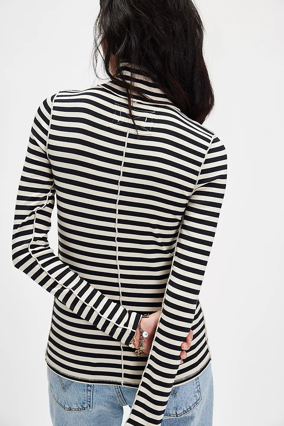 We The Free Good Good Stripe Turtleneck - Black